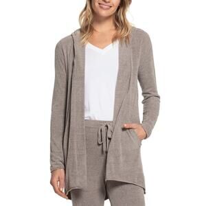 Barefoot Dreams Cozychic Ultra Lite Hooded Cardigan Sweater Tan Size XS